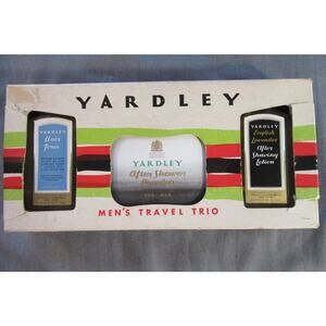 Vtg YARDLEY OF LONDON Mens Gift Set Travel Trio After Shave Talc Hair Tonic Rare
